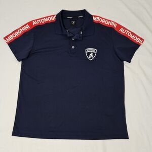 Automobili Lamborghini Polo Shirt Men’s XL Navy Blue Red Trim Authentic Italy